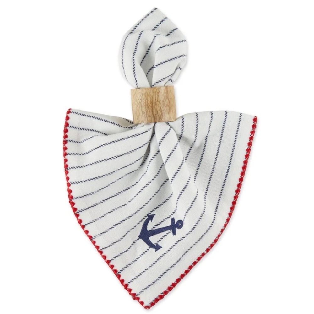 Design Imports Drop Anchor Embellished Set of 4 Cloth Napkins and 4 Placemats - Picture 5 of 6